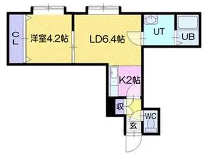 ウイングコート(1LDK/2階)の間取り写真