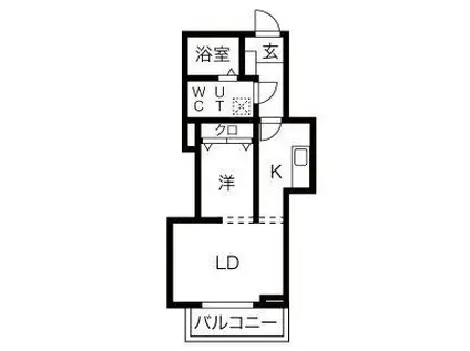 メリディアン多賀城笠神壱番館(1LDK/3階)の間取り写真
