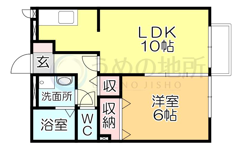 アヴニール合川(1LDK/2階)の間取り写真