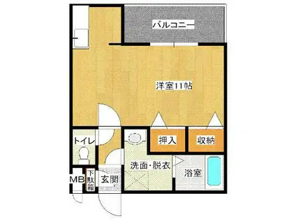 カーサリリオ(ワンルーム/1階)の間取り写真