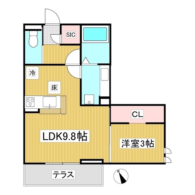 トリシア横町サウス(1LDK/1階)の間取り写真