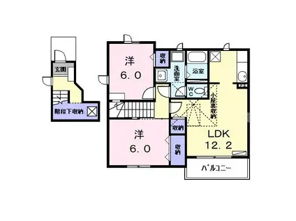 ガーデンスクエア佐藤C(2LDK/2階)の間取り写真