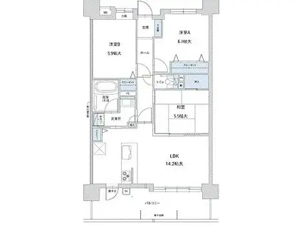 アンピール南福岡駅(3LDK/2階)の間取り写真