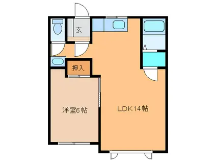 K&KコーポラスA(1LDK/2階)の間取り写真