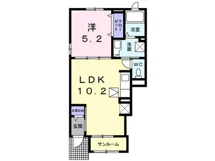 ロジュマン ミユキII(1LDK/1階)の間取り写真