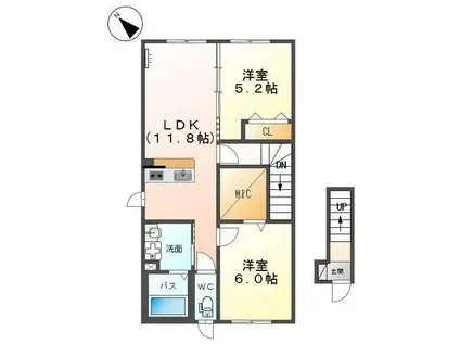 CRECIAクレシア(2LDK/2階)の間取り写真