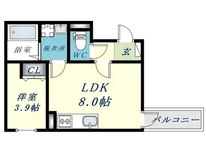 ディーポルタトラパ(1LDK/2階)の間取り写真