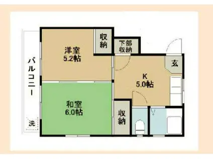 マンショントライポート(2DK/2階)の間取り写真