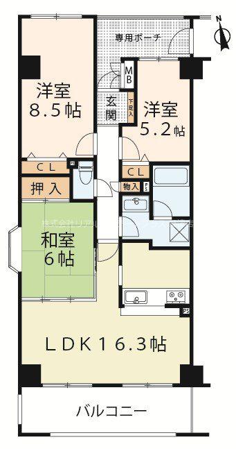 リサービア大津(3LDK/2階)の間取り写真