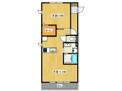 プランドール(1LDK/3階)の間取り写真