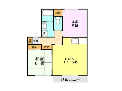 ヴァンベール江越 A棟(2LDK/1階)の間取り写真