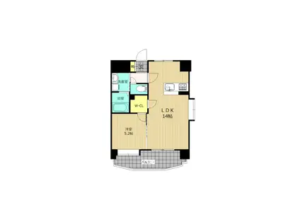 LIBTH九品寺(1LDK/8階)の間取り写真