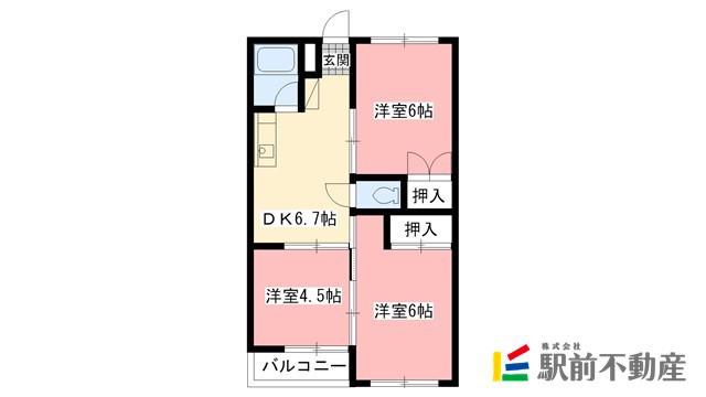 オレンジコーポ(3DK/1階)の間取り写真