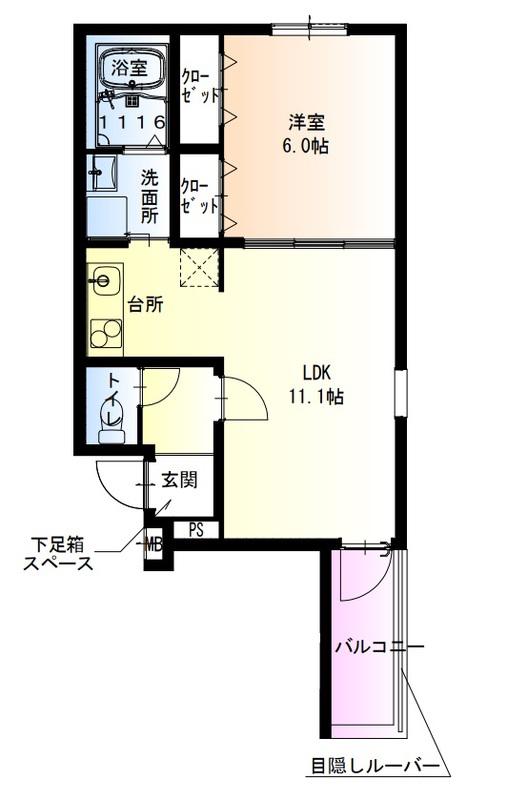 フジパレス加美東II番館(1LDK/3階)の間取り写真
