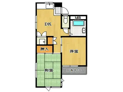 モンテメール船橋(2DK/1階)の間取り写真