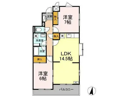 メゾン1217(2LDK/3階)の間取り写真