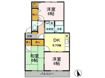 サンプレス北習志野(3DK/1階)の間取り写真