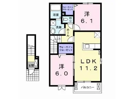 クラセント(2LDK/2階)の間取り写真