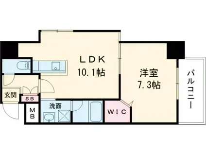 高栄京町マンション(1LDK/9階)の間取り写真