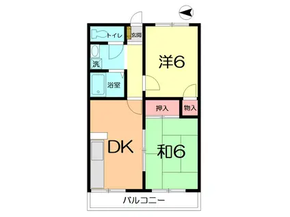 マルニ第一マンション(2DK/1階)の間取り写真