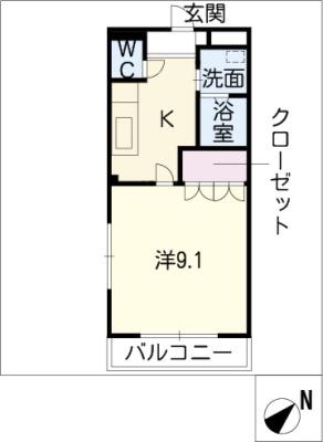 ヴォーノシロスナ(1K/1階)の間取り写真
