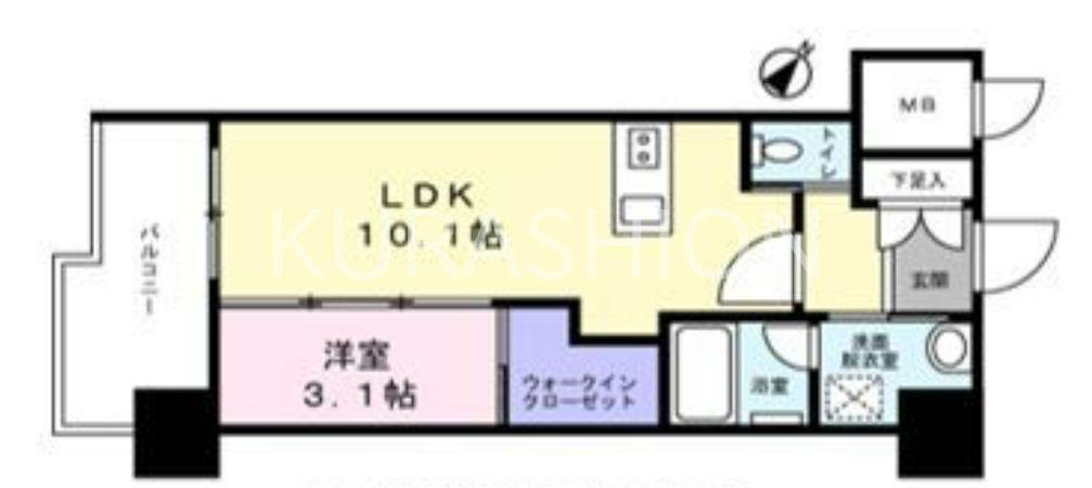 アクアステージ美野島(1LDK/10階)の間取り写真