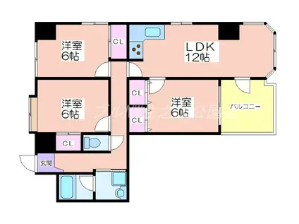 マンシオンタイラ(3LDK/7階)の間取り写真