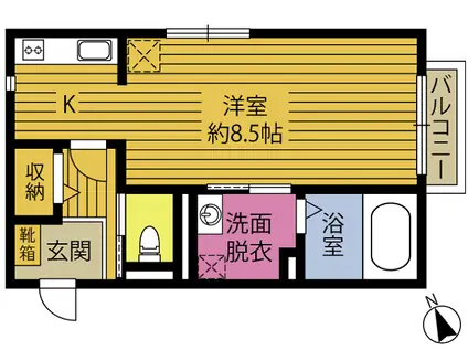 グランステラ(ワンルーム/1階)の間取り写真