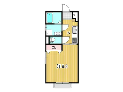 プリマヴェーラ(1K/2階)の間取り写真
