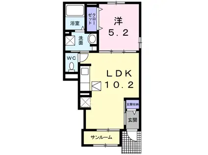 オリゾン(1LDK/1階)の間取り写真
