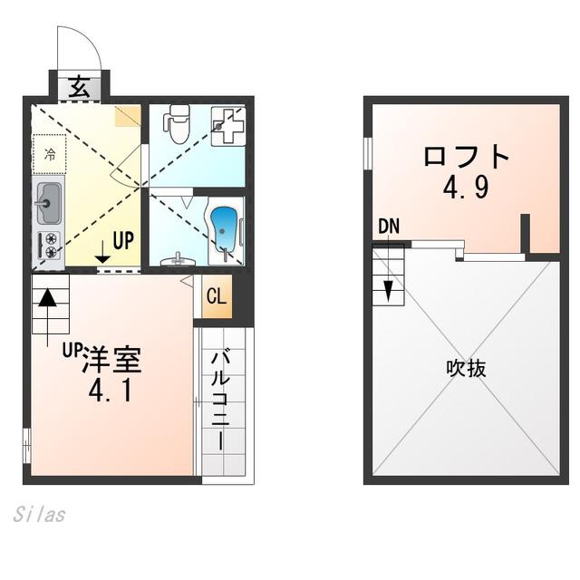 パークテラス丹波口(1K/2階)の間取り写真