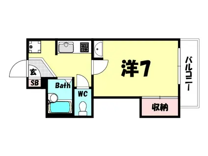 ビアンエトール六甲(1K/2階)の間取り写真