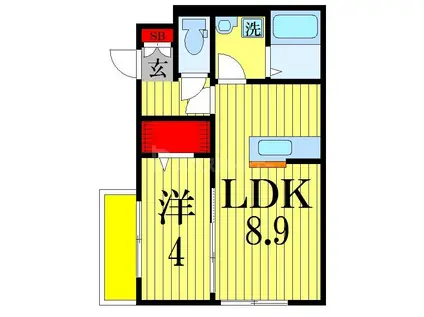 ウィット薬円台(1LDK/1階)の間取り写真