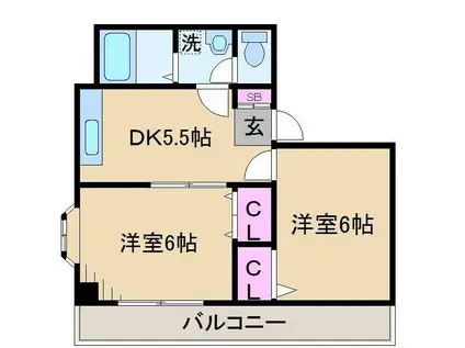 マンション萬貴(2DK/4階)の間取り写真