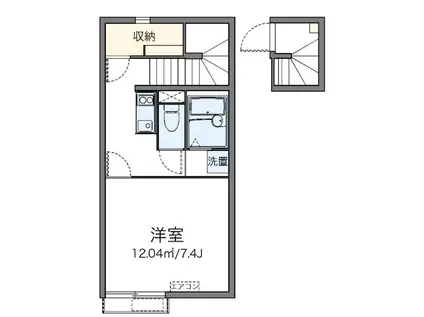 クレイン(1K/2階)の間取り写真
