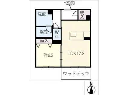 グラン ソレイユ II(1LDK/1階)の間取り写真