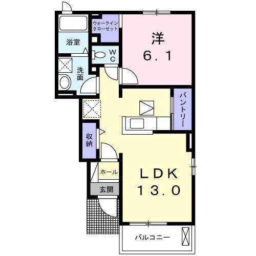 エレガンスF(1LDK/1階)の間取り写真