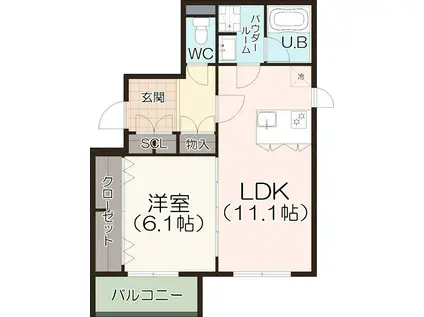 名古屋市西区平中町共同(1LDK/3階)の間取り写真