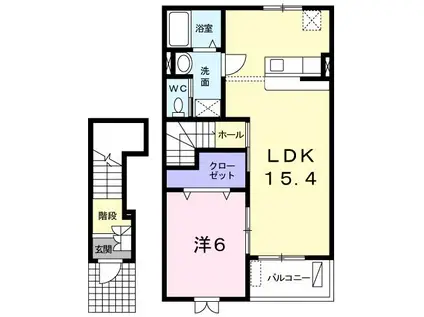 LANGRAVIN(1LDK/2階)の間取り写真
