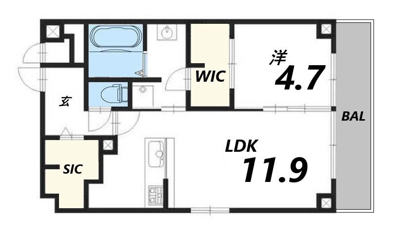 さくら三左衛門堀(1LDK/1階)の間取り写真