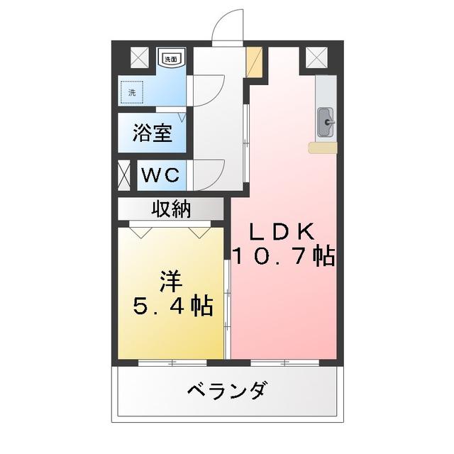 平田パークヒルズ グッドスリー(1LDK/1階)の間取り写真