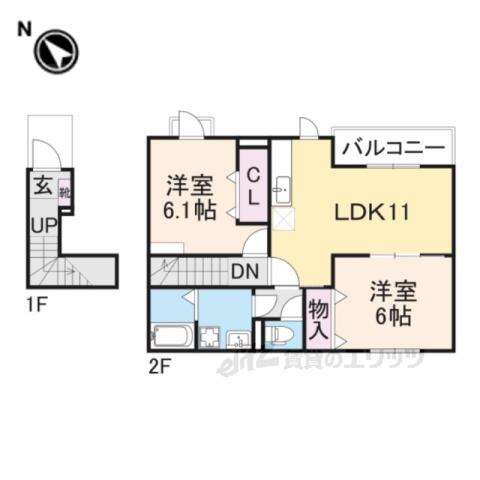ブリアン ヌゥボー2(2LDK/2階)の間取り写真