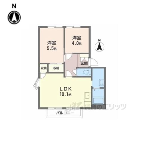フジテラス(2LDK/2階)の間取り写真