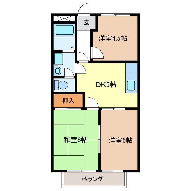 メゾンフィールドT II(3DK/1階)の間取り写真