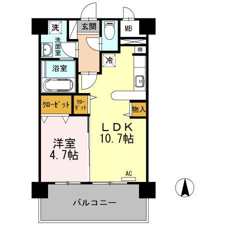 カンフォーラ松原(1LDK/4階)の間取り写真