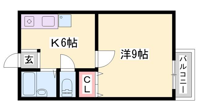 クリエイト太子(1K/2階)の間取り写真