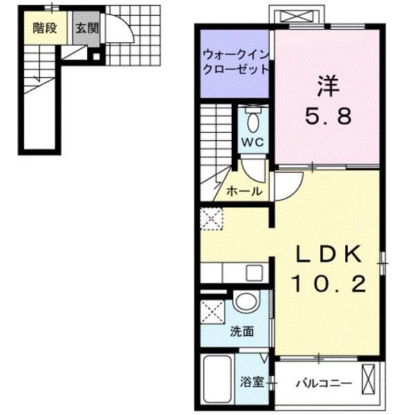 フォルトゥーナ(1LDK/2階)の間取り写真