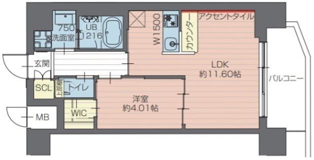 プレジオ川口ASIAN(1LDK/9階)の間取り写真