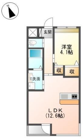 エスポワール(1LDK/3階)の間取り写真