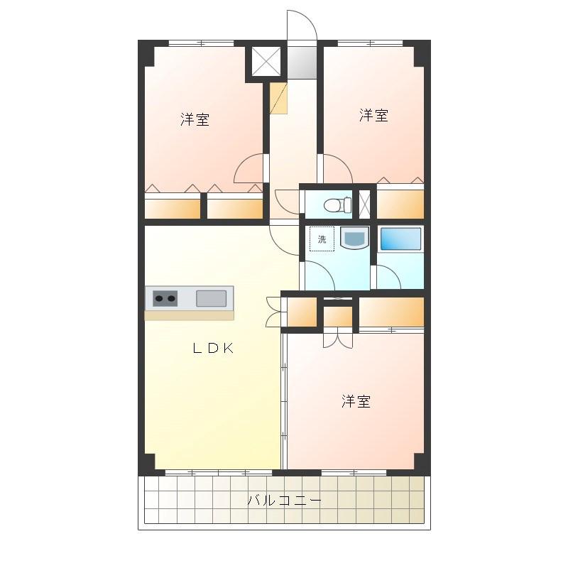 グローバル小山(3LDK/4階)の間取り写真